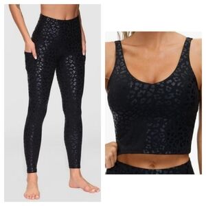 Black Leopard Print Highwaist Leggings And Tank Set